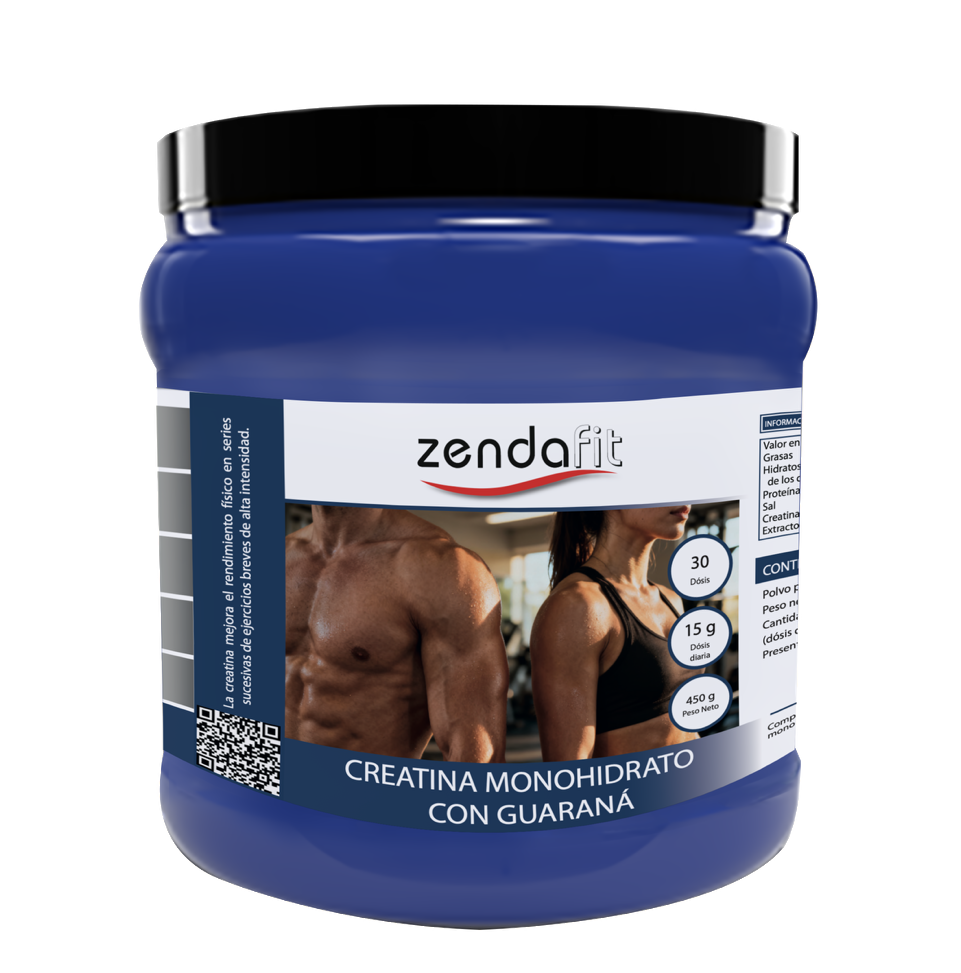Creatina Monohidrato con extracto seco de guaraná (sabor frutos del bosque) - 450 gramos