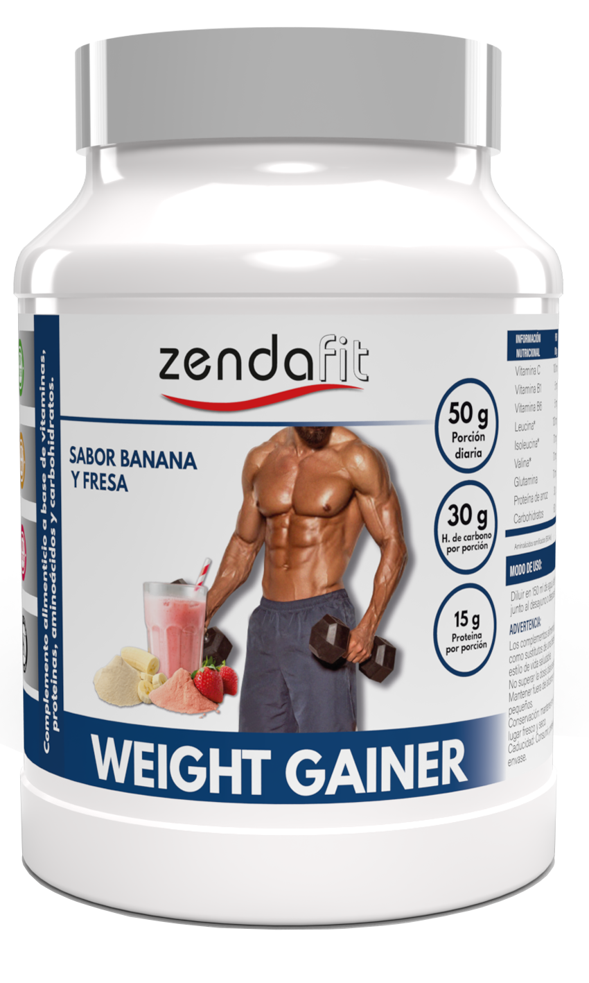 Weight Gainer (Ganador de Peso) Banana and Strawberry Flavor - 1800 grams (15g of proteins and 30g of carbohydrates per serving)